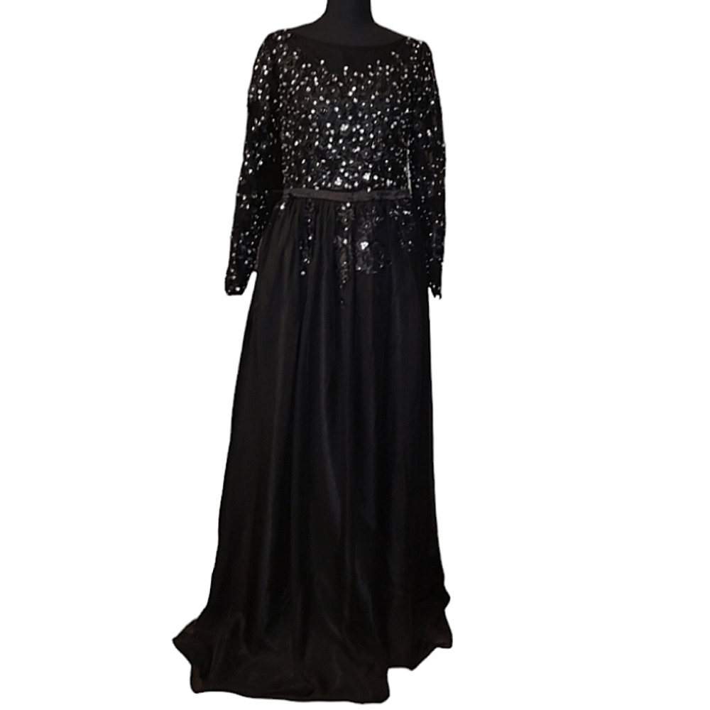 Sherri Hill Black Evening Gown With Beading - Picture 2 of 3